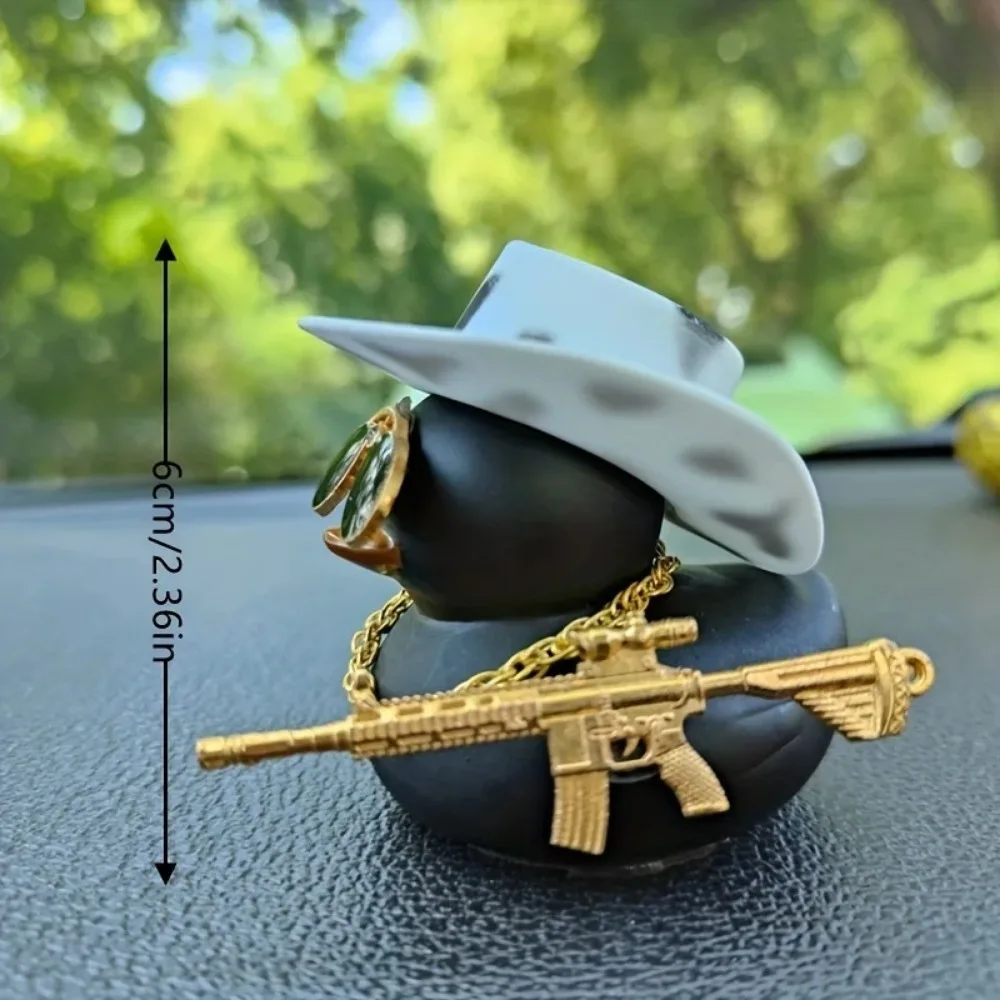 1PC Cowboy Hat Black Duck Car Decoration Rear View Mirror Decoration image 4