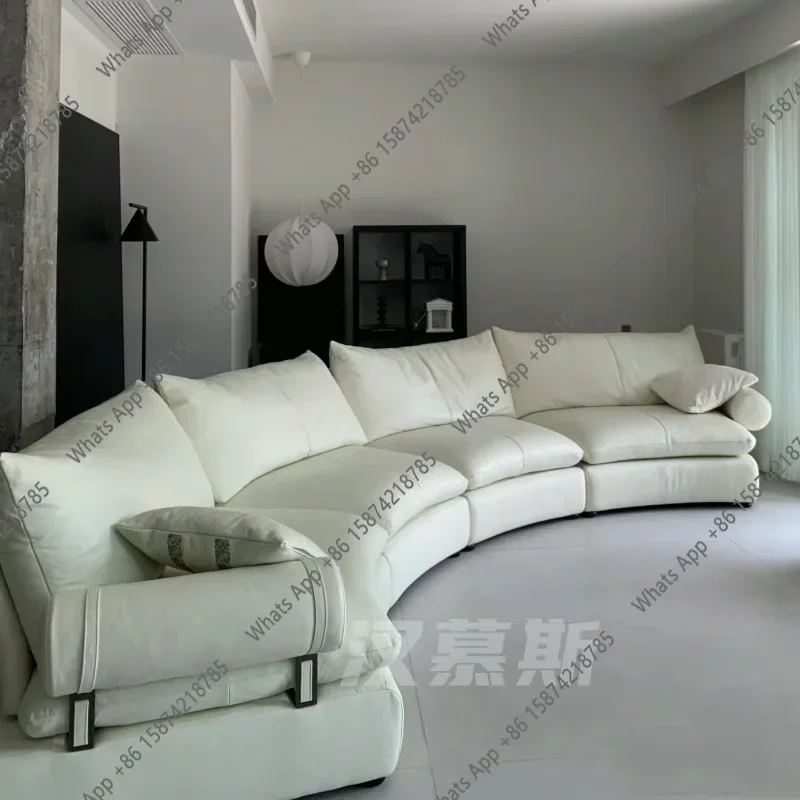 BJ X Italian Light Luxury Designer Arc Condensed Milk White Cream Wind Large Apartment Special-shaped Living Room Arc Sofa