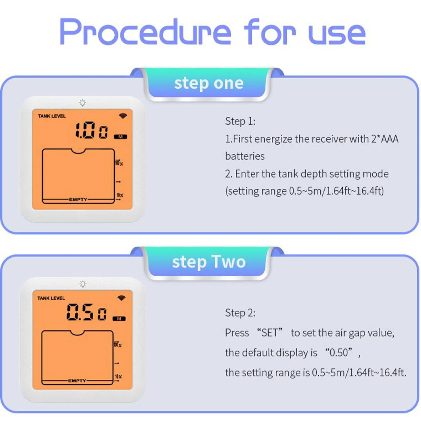 Monitor de nivel de tanque de agua, Detector ultrasónico de indicador de nivel de agua, pantalla Digital, medidor multifuncional para tanque de capacidad de calibre