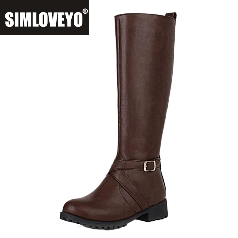 

SIMLOVEYO/женские массивные сапоги до колена для верховой езды, большой размер, женская обувь на платформе с толстой подошвой, S2457