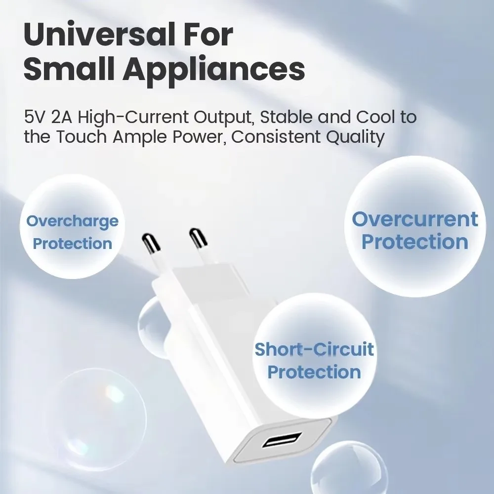 Portable 5V 2A Phone Fast Charger EU/US Plug USB Wall Fast Charger Lightweight Power Adapter for Home&Travel