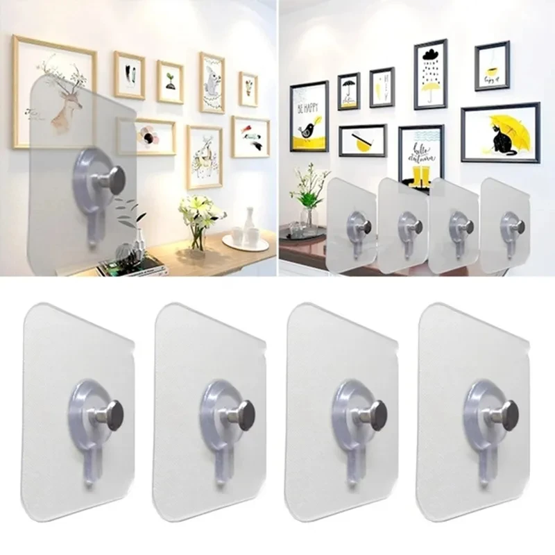 Adhesive Nails Wall Hooks Strong Poster Screw Stickers Wall Hook Closet Cabinet Shelf Pegs Wall Hook Hangers Kitchen Bathroom