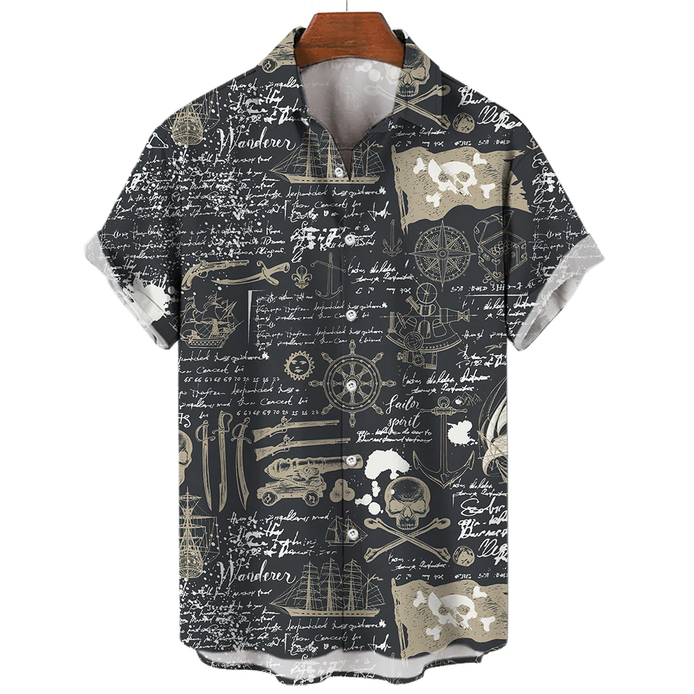 2024 Sailing World Graphic 3D Print Men\'s Vintage Shirt Fashion Casual Hawaiian Beach Style Summer Oversized Shirts for Men