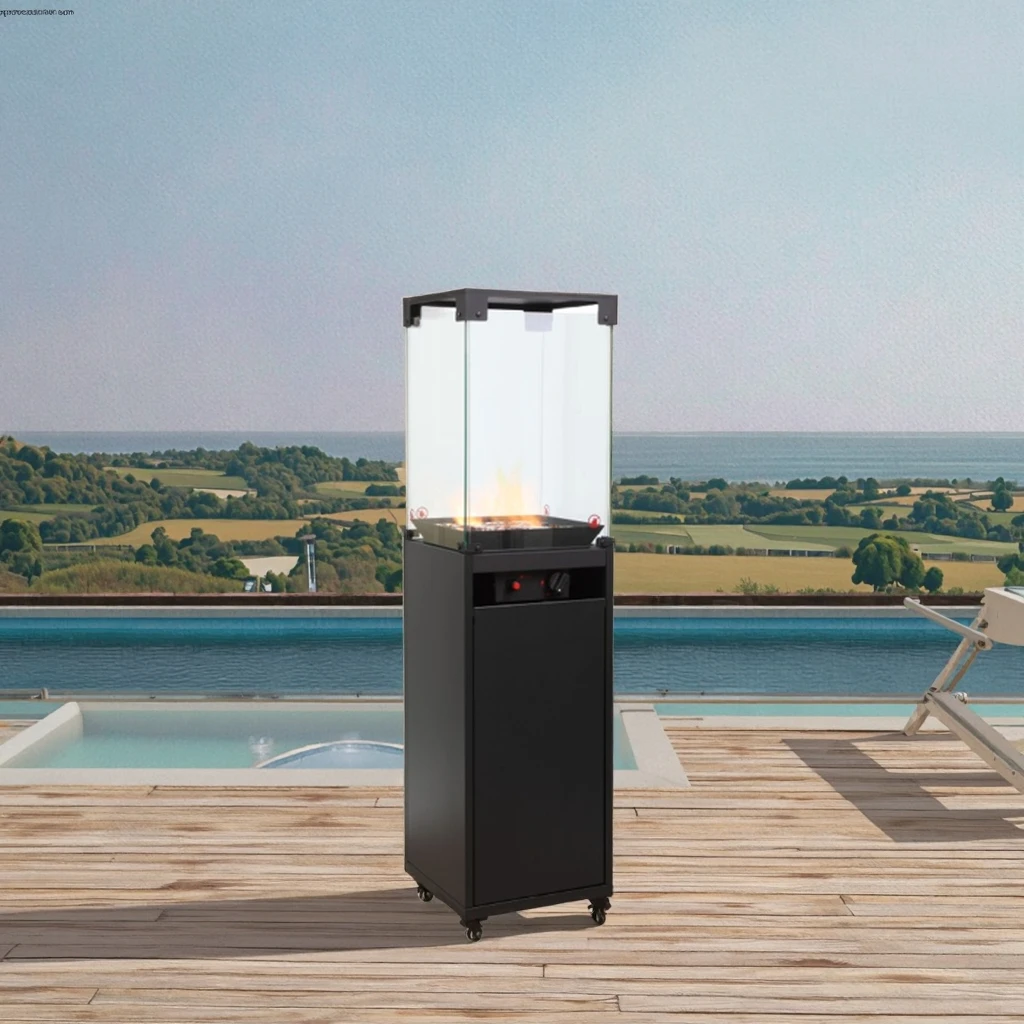 Stand Portable Propane 8kW Gas Patio Heater with Glass Window for Garden Terrace