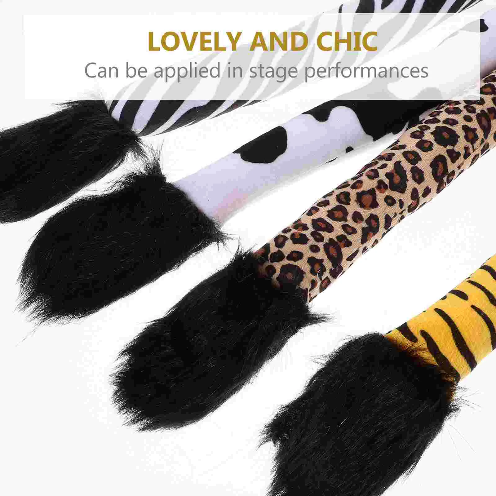 4 Pcs Tail Animal Costume Prop Accessories Tiger Fabric Performance Accessory Child