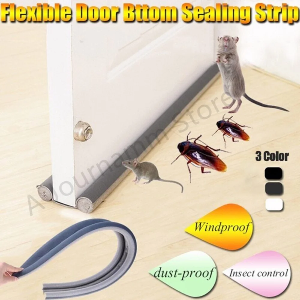 94cm Adjustable Door Bottom Seal Strip Double Side Gap Blocker Foam Weather Strips for Door Stopper Guard Wind Dust Soundproof