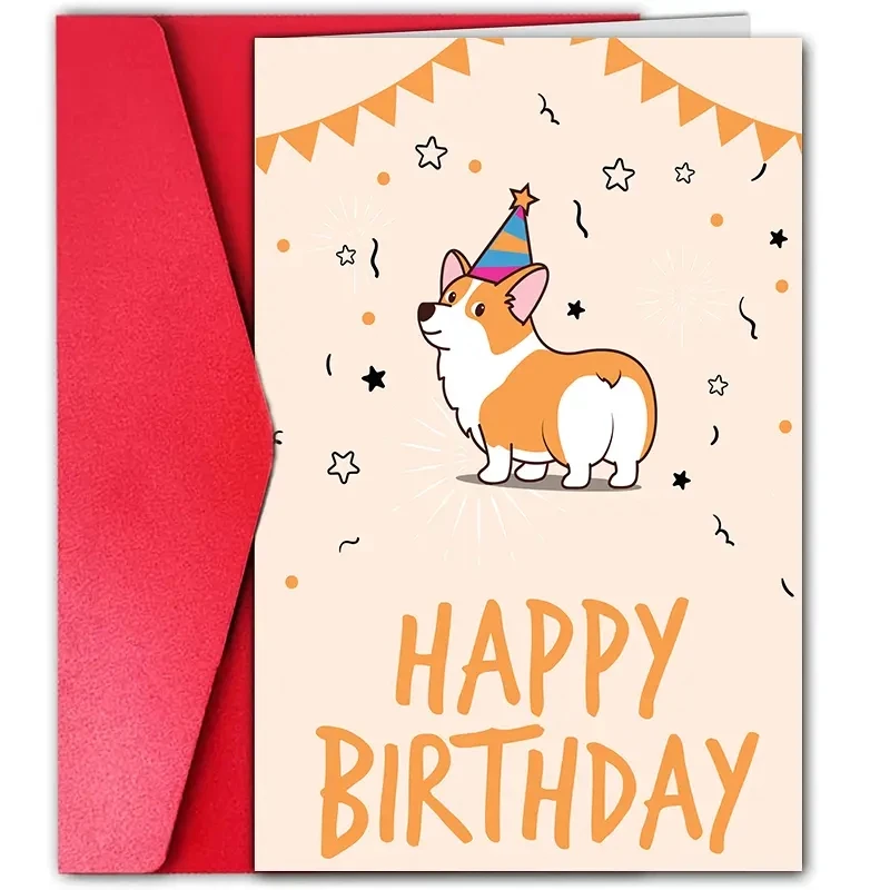 1pc, geburtstags karte, corgi geburtstags karte, alles Gute zum geburtstag, schöne corgi, beste geburtstags geschenk für freunde.