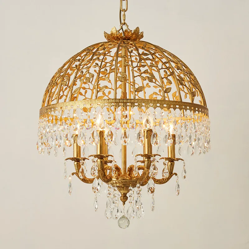 

French all copper crystal chandelier, European villa, palace living room, bedroom, dining room, entrance hall, lighting fixtures