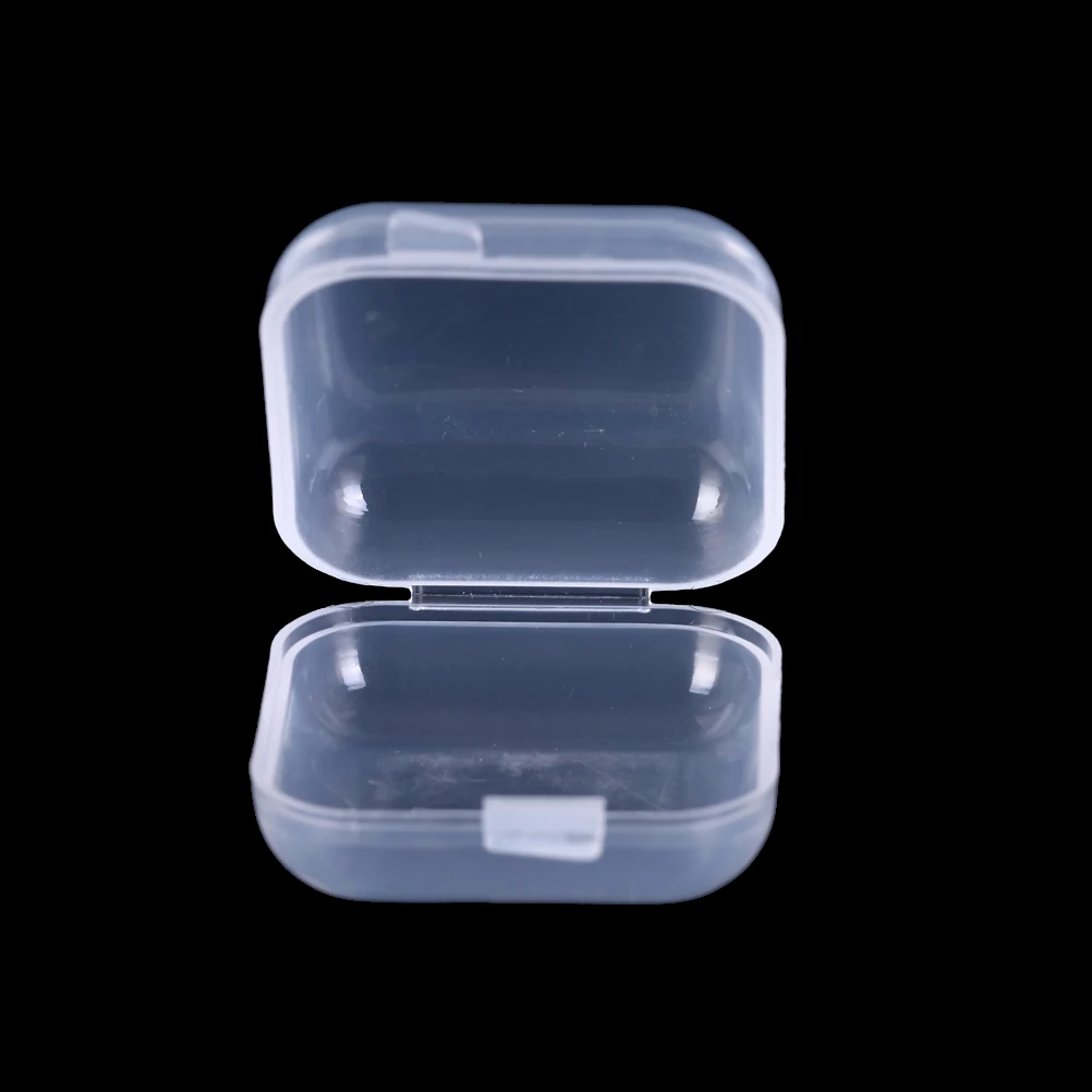 Square Clear Plastic Storage Box Hook Jewelry Earplugs Container Diy Craft Case Organizer