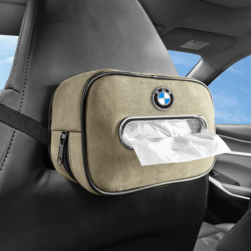 New Suede Car Interior Tissue Box Seat Back Hanging Bag For BMW X1 X2 X3 X5 X4 X6 X7 G30 G20 G32 G11 G12 F40 F30 F20 F10 F34 F07