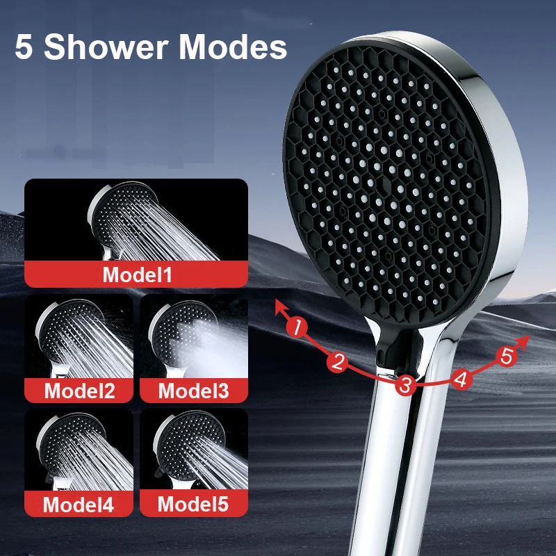 

5-струйная насадка для душа, ручная насадка для душа высокого давления, спа, силиконовые насадки для выхода воды, насадка для душа для аксессуаров для ванной комнаты