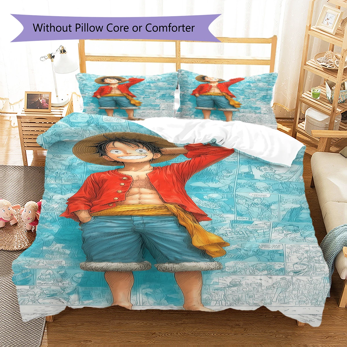 Luffy D 3pcs Bedding Set, Digital Printed Duvet Cover, No Insert, Kids Gift, Large Size Available -HYQ22