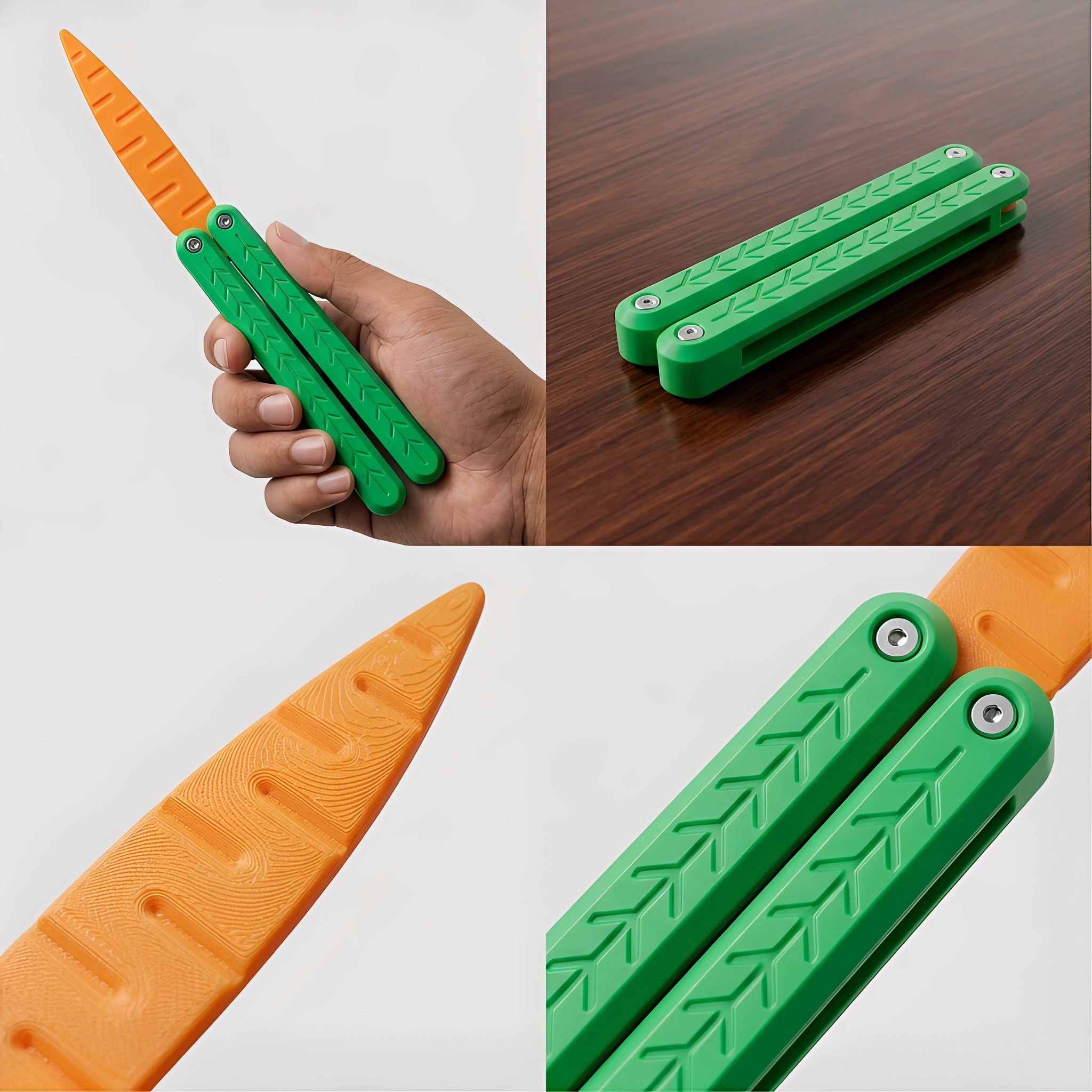 3D Printed Carrot Butterfly Knife Simulation Gravity Folding Toy Swinging Knife for Adult Stress Relief ADHD Autism Anxiety Gift