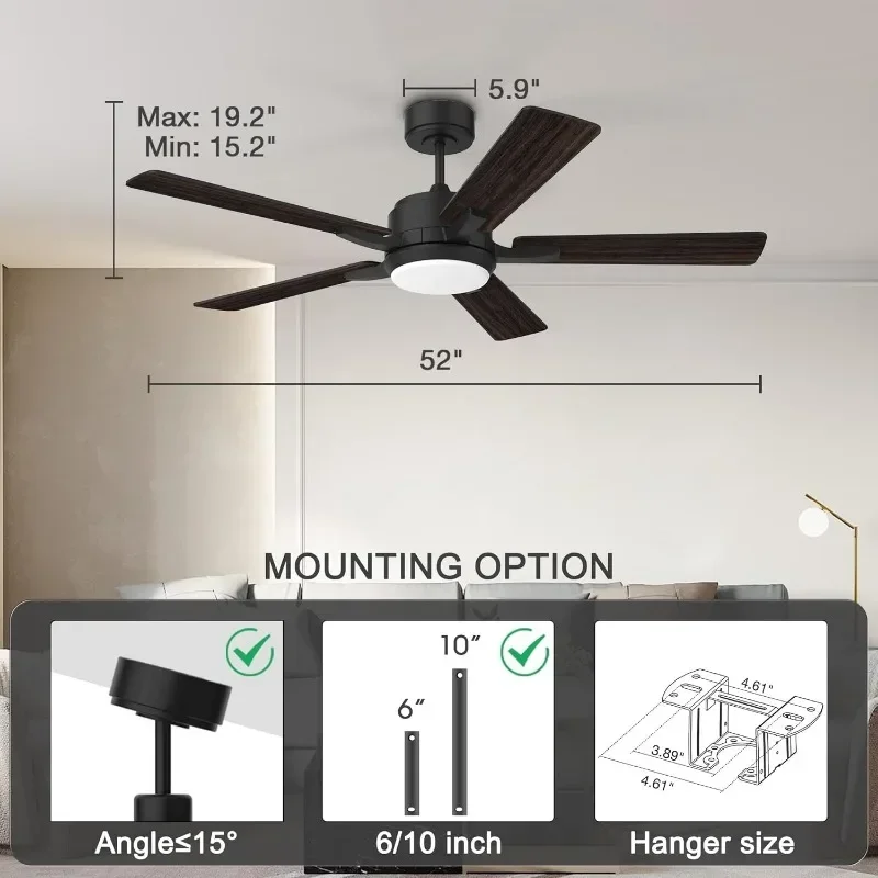 Cumilo-Ventilateur de plafond intelligent avec télécommande, ventilateur de plafond de ferme moderne, intensité variable, 6 vitesses, extérieur et intérieur, moteur CC silencieux