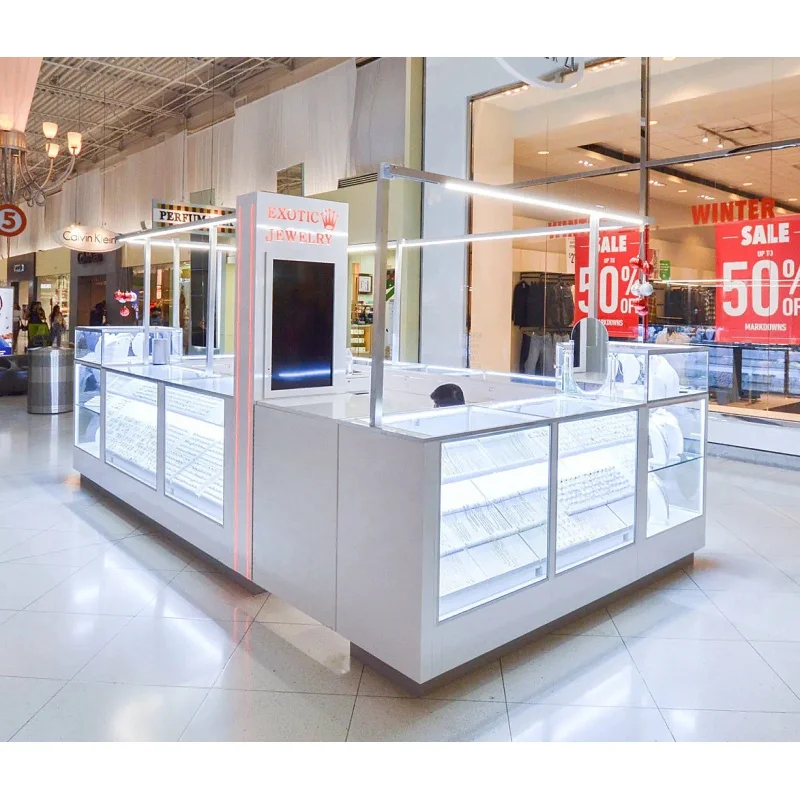 Custom, High-End Sieraden Kiosk Showcase Moderne Winkelcentrum Kiosk 3d Ontwerp