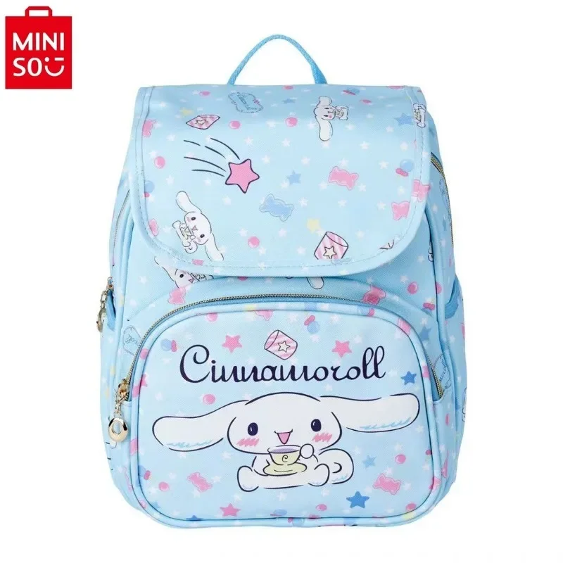 MINISO Kuromi-mochila con estampado de hello kitty, gran capacidad, multifuncional, cómoda correa para el hombro, moda para estudiantes