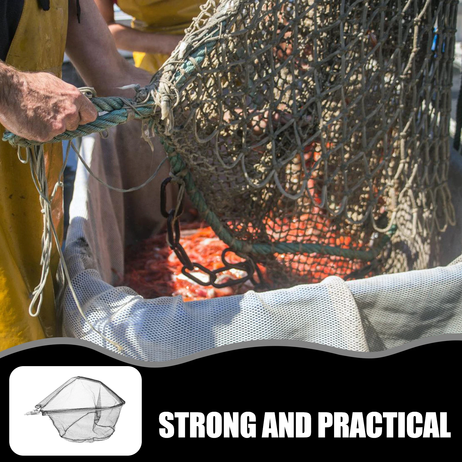 

Triangle Foldable Fish Net Head 50cm Diameter 30cm Depth Stainless Steel Telescopic Fishing Net Portable Mesh Large Capacity