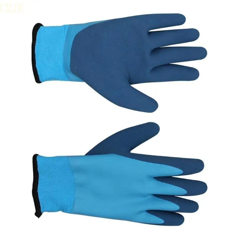 U2JE 1 Pair/2 Pair Double Latex Coated Anti Slip Grip Freezer Gloves for Men Women Waterproof Thermal Work Gloves for Winter