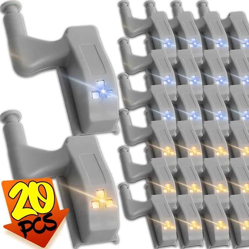 

20/1PCS LED Inner Hinge Lamp No Battery Under Cabinet Lights Wardrobe Cupboard Sensor Lights Bedroom Kitchen Closet Night Lamp