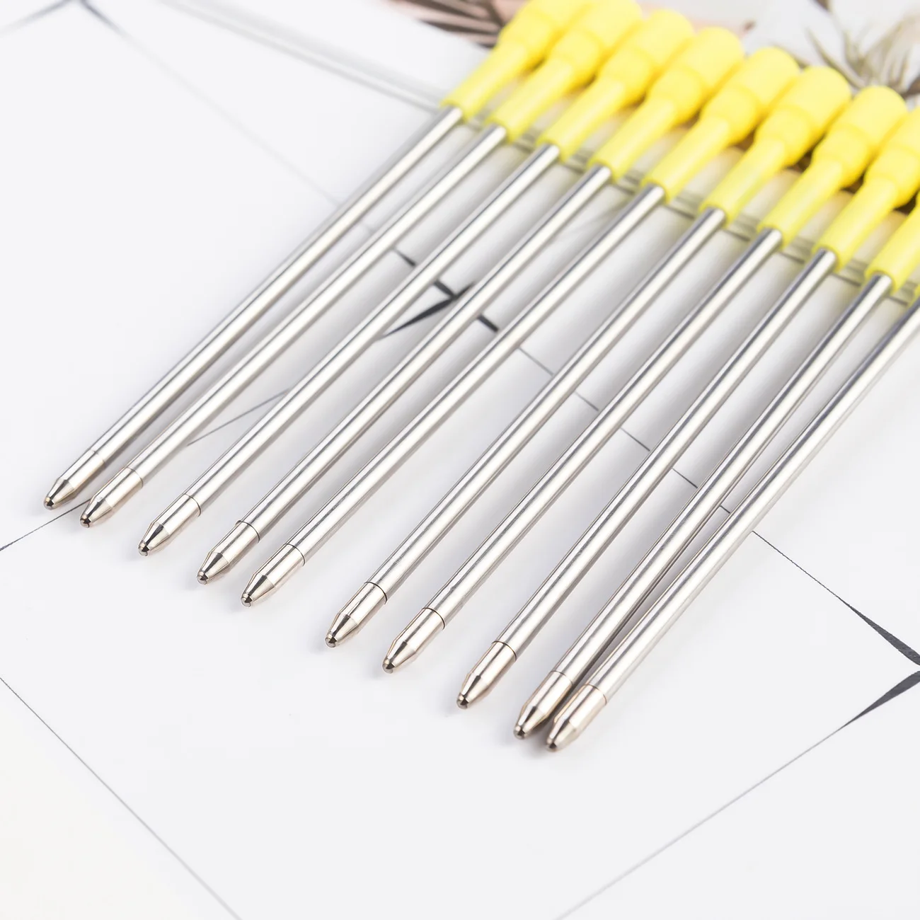 

50 Pcs Metal Refill Medium Ballpoint Refills Pen Replacement Ink Filling Office
