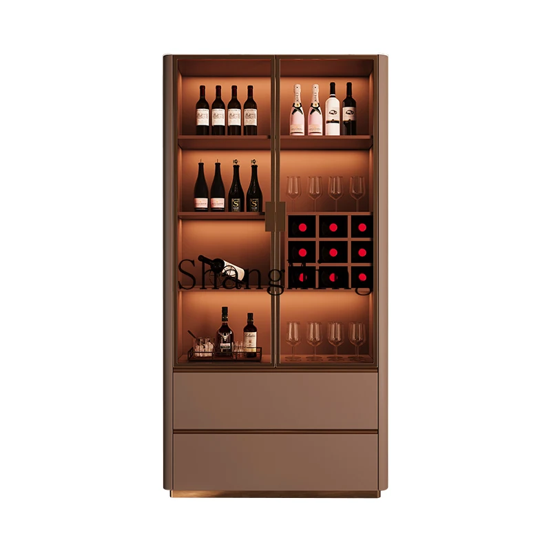 

HJ light luxury wine cabinet simple modern household wall high-end display small apartment glass integrated wall wine cabinet
