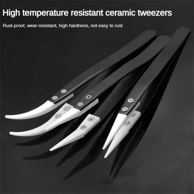 Black Tweezers Insulation Ceramic Tweezers Comfortable Grip Tweezers Preservative High Temperature Resistant Tweezers