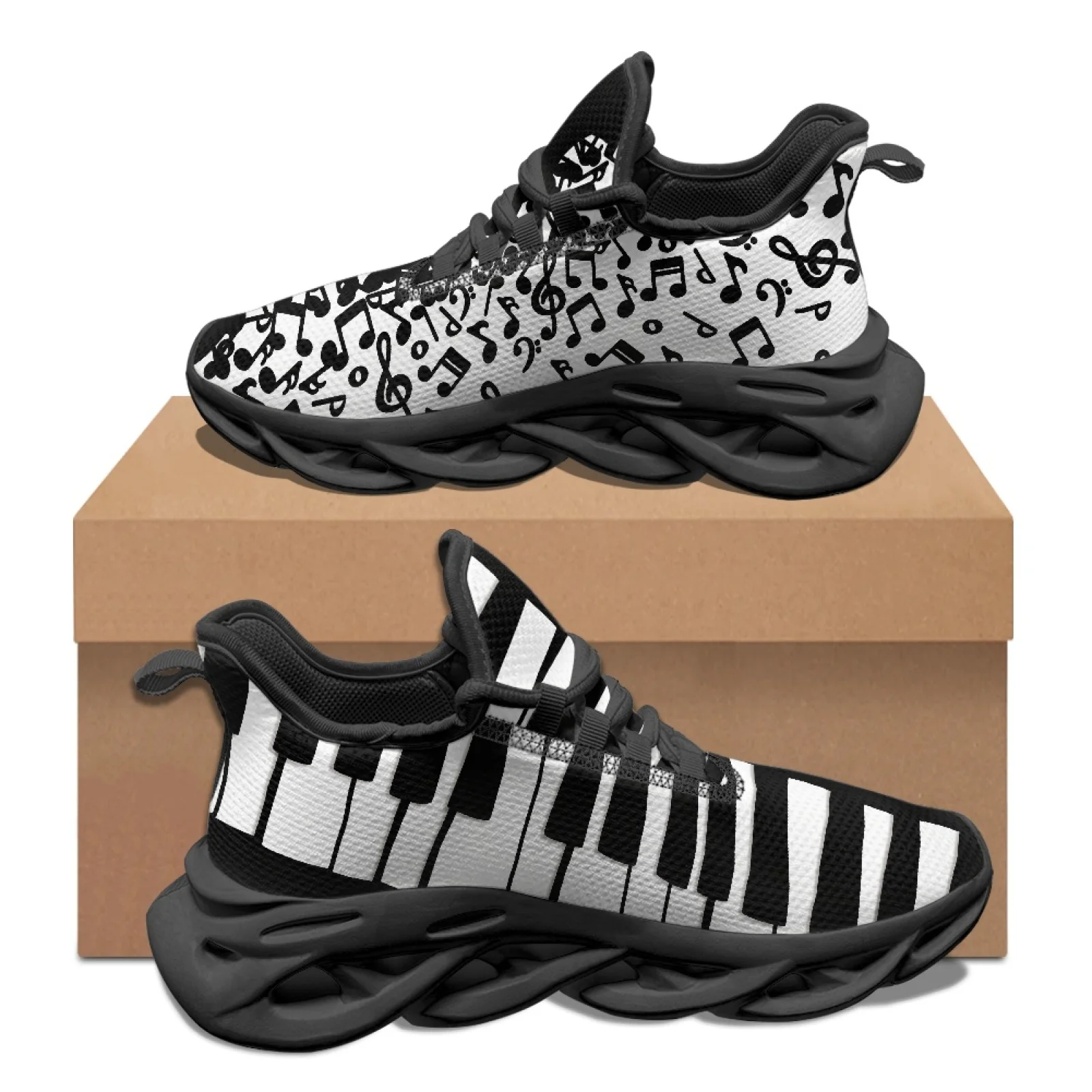 PENSTROLL Piano Musical Note Athletic Footwear Mesh & EVA Men's Running Shoes Lace-Up Mesh Sneakers for Walking