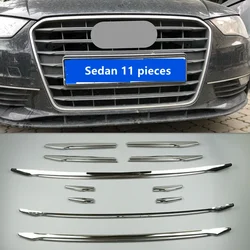 Stainless Steel Front Grill Decorative Strips For Audi A3 8V Sedan Sportback 2013-2017 Center Grille Grid Cover Trim Car Decals