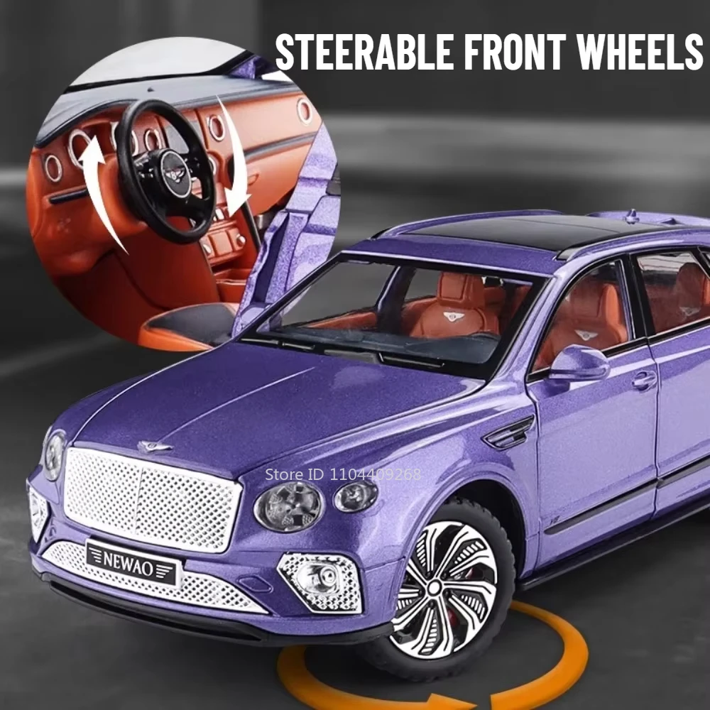 1:24 Bentayga Mulsanne Modello di Auto Giocattolo In Lega Pressofuso Suono Luce Tirare Indietro Assorbimento Degli Urti In Miniatura Fuoristrada Veicoli Regali Per Bambini