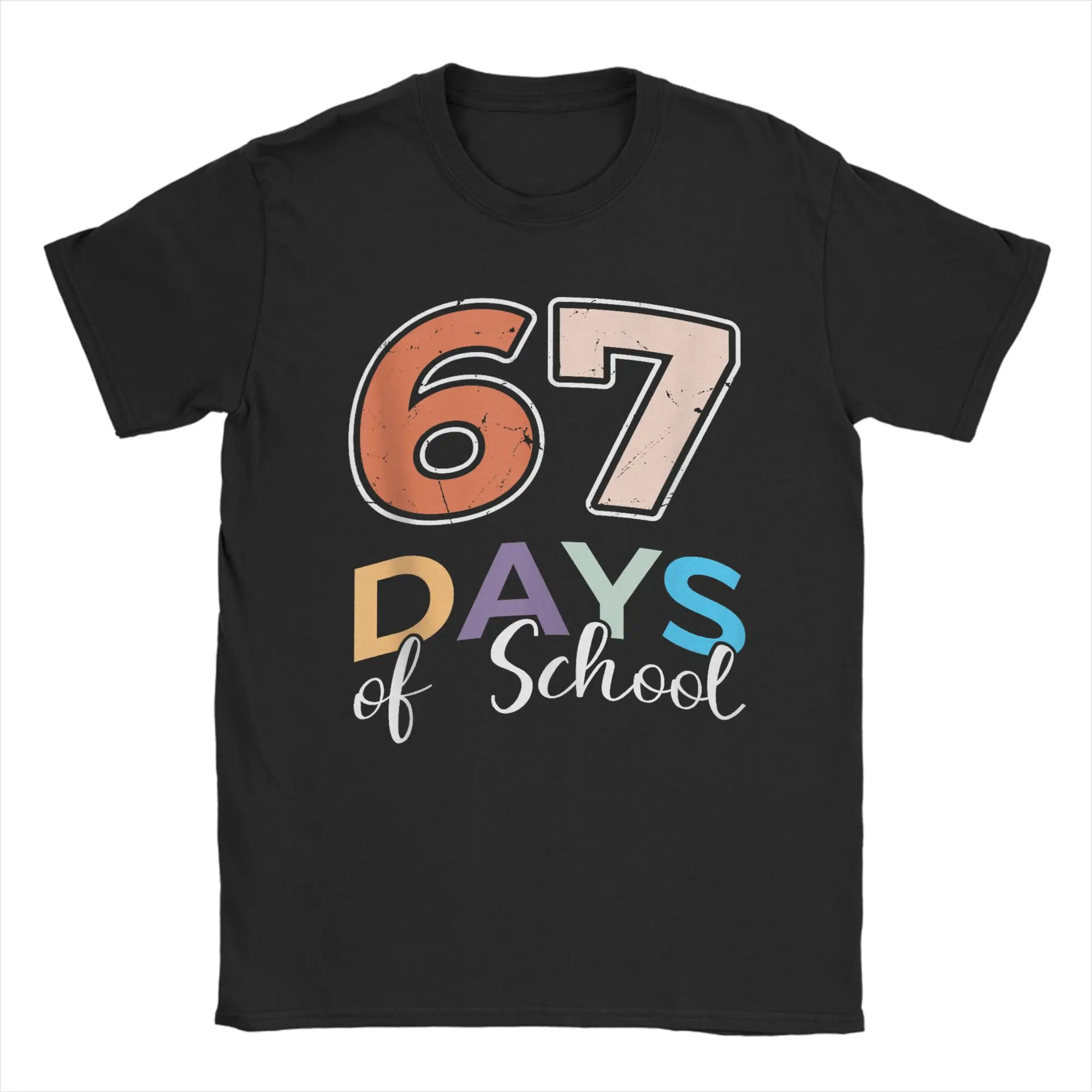 

Happy 67th Day of School 67 Days of School Men's T Shirt Leisure Tee Shirt Short Sleeve T-Shirts 100% Cotton Gift Idea Clothes
