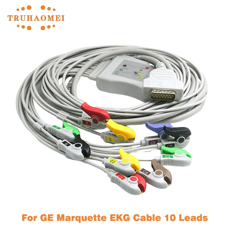 For GE Marquette MAC500 MAC1100 MAC1200 10 Leads EKG Cable ECG Cable IEC Standard with Grabber or Clip
