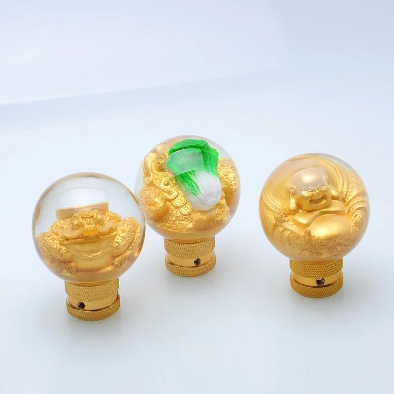 Car Transparent Stitching Multicolor Gear Shift Knob Crystal Bubble Shifter Lever AT MT Black