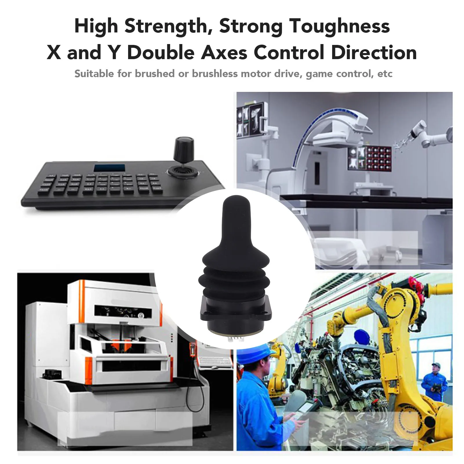 Rotating Control Rocker DC5V X and Y Double Axes 360 Degree Rotation Hall Effect Joystick  Design for Security System