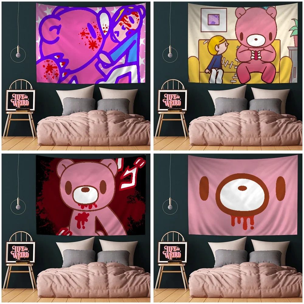 Cartoon G-schwimmiger Bär Hippie Wandbehang Wandteppiche für Wohnzimmer Home Dorm Decor Art Home Decor