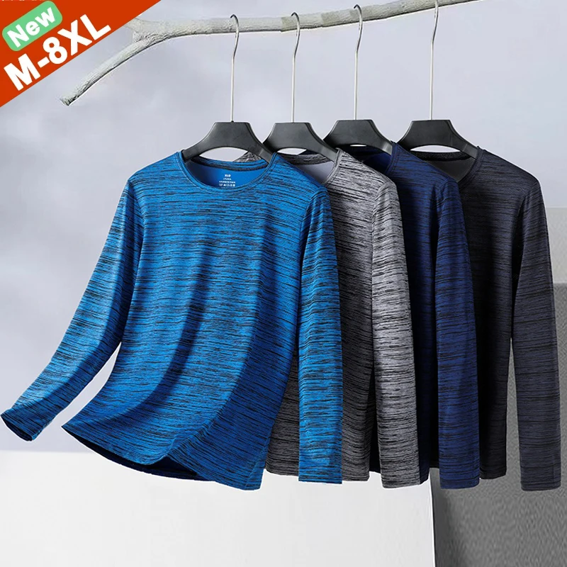 Herren T-Shirts Einfarbig Rundhals-Sweatshirt Herren Damen Locker Sitzend Übergröße Lässige Sport-Oberteile Paar Langarm-Shirts 6XL 7XL 8XL
