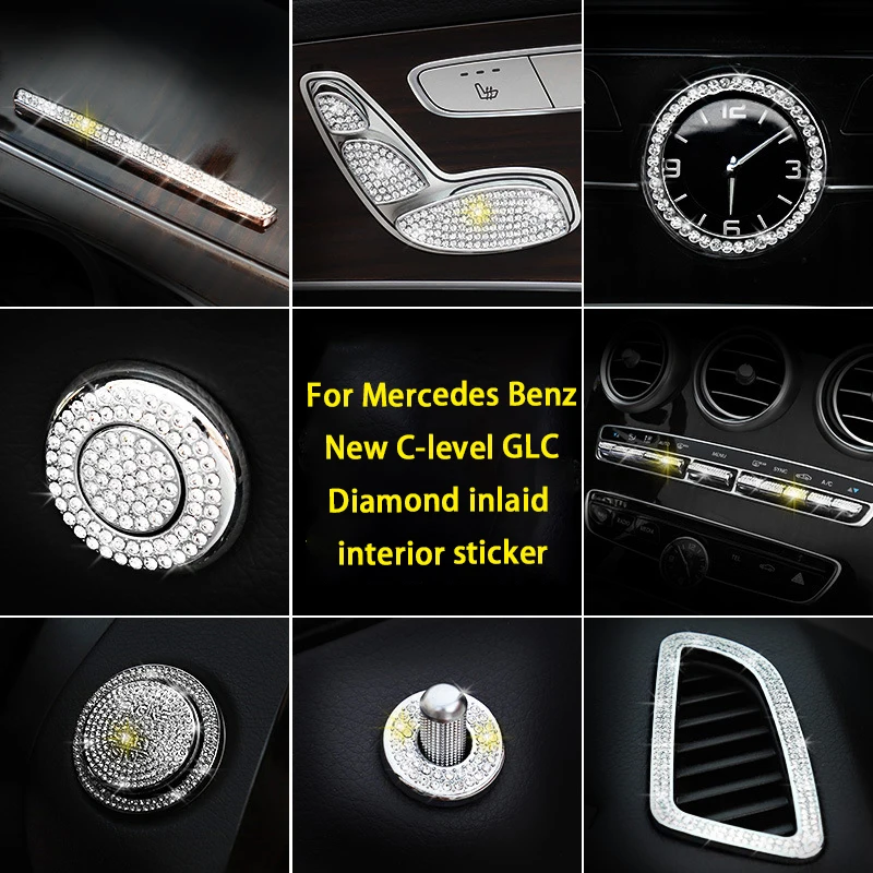 For Mercedes Benz 2015-2019 C GLC Class c260l W205 X253 C253 air conditioner vent Trim Diamond Cover Crystal Sticker Accessories