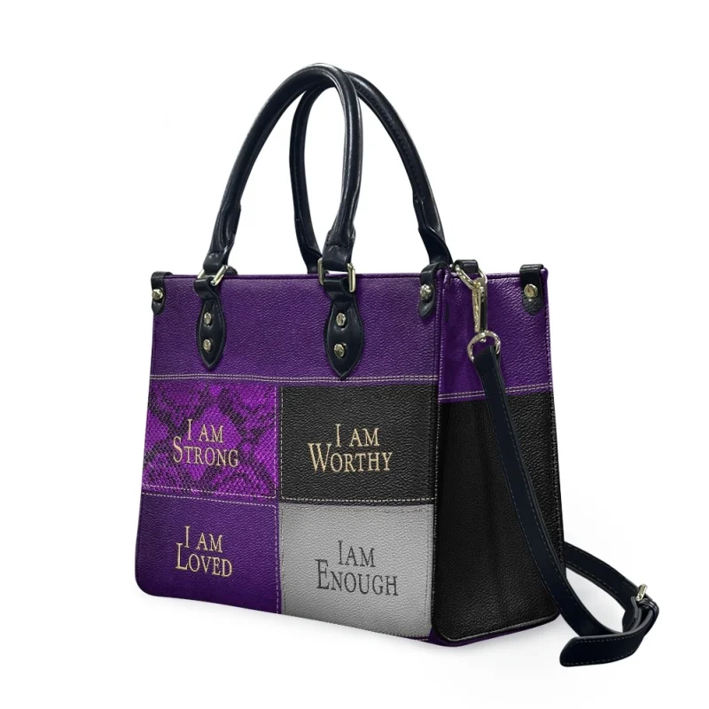 I Am Strong I Am Worthy I Am Lovedl Am abbastanza stampa borse a tracolla moda PU Leather Top Handle Clutch personalizzato