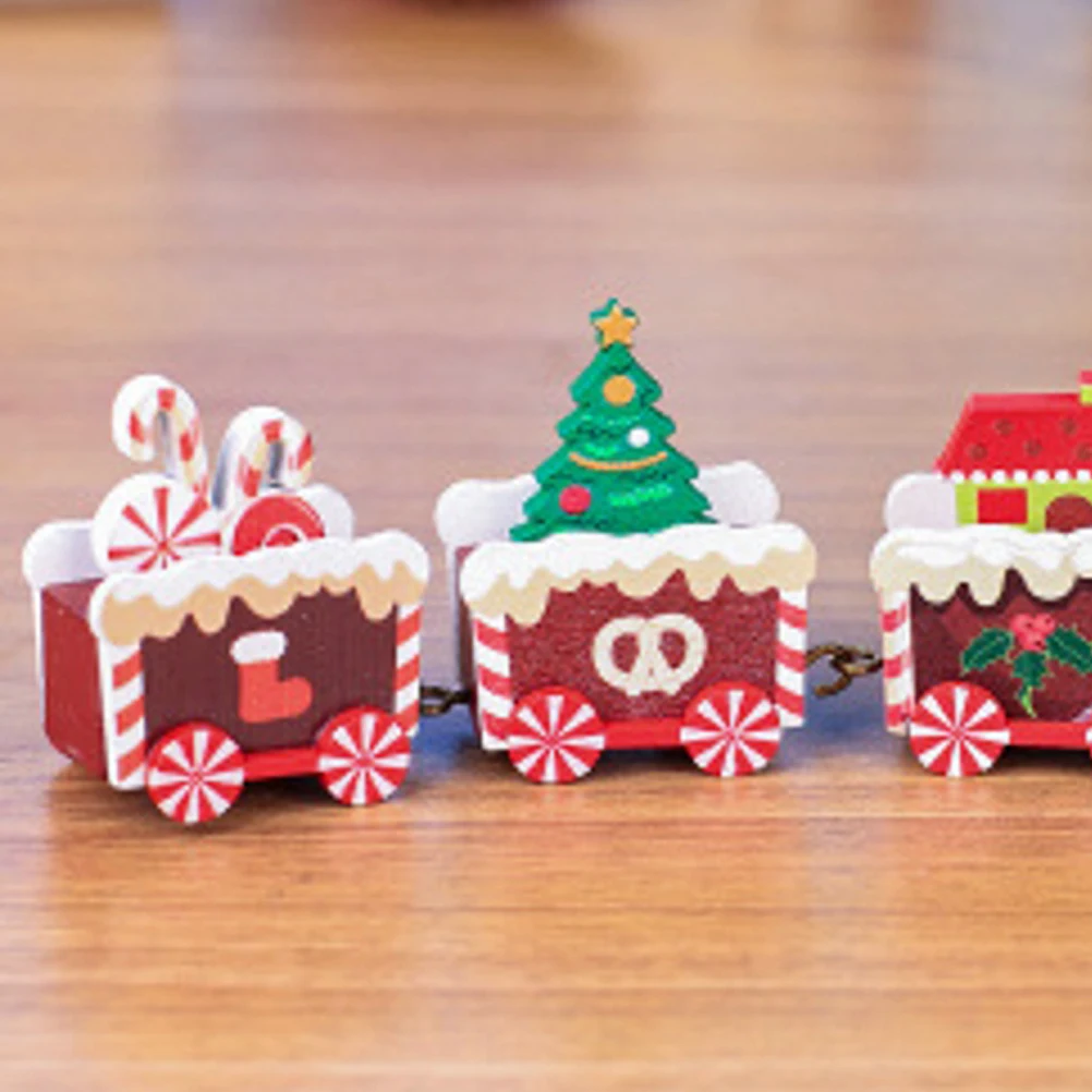 

Wooden Small Train Ornaments Xmas Lighting Decorative Supplies Christmas Party Decorations