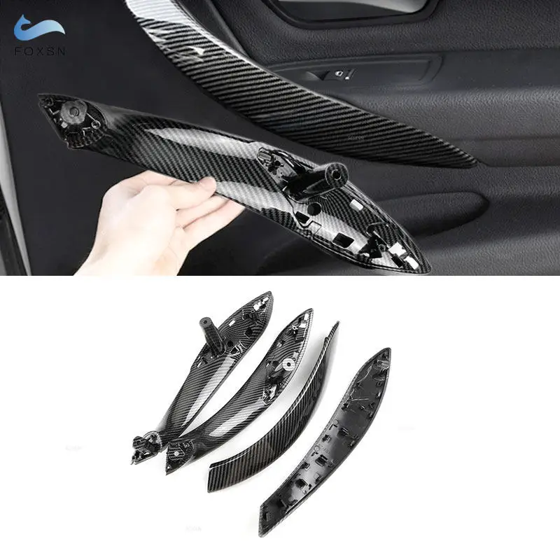 For BMW 3 4 Series F30 F34 F32 F36 F80 F82 Carbon Fiber Texture Interior Rear Left Right Door Handle Cover Door Pull Replacement