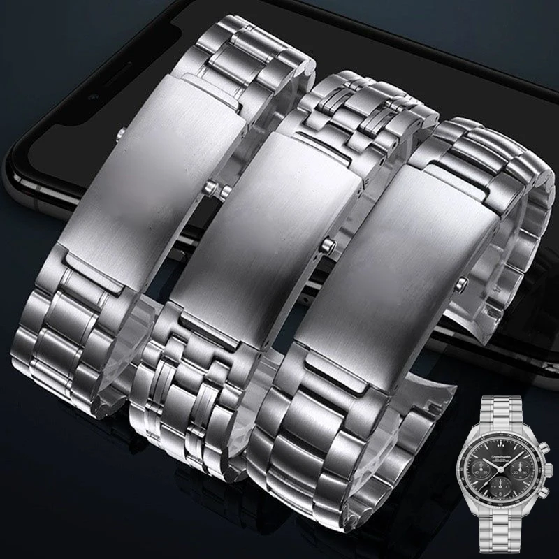 Top Quality 18mm 20mm 22mm Silver 316L Stainless Steel Watch Band For Omega Strap Seamaster Speedmaster Planet Ocean Watchbands
