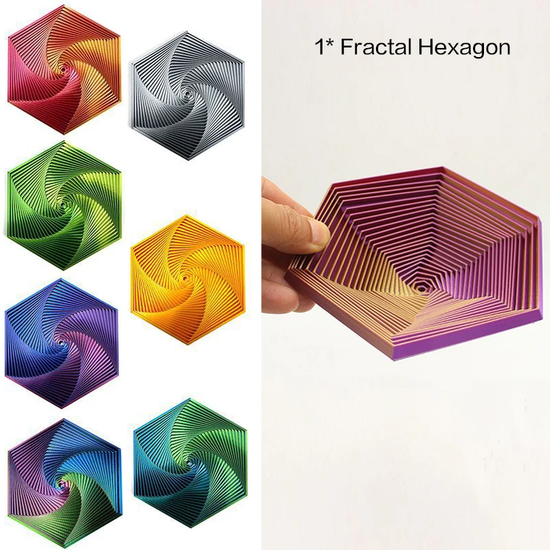 Ferramenta de alívio do estresse de impressão 3D de brinquedo fractal hexagonal de mudança espiral