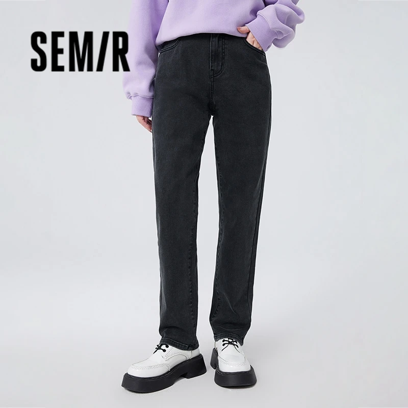 Semir Jeans Women Basic All-Match Straight Leg Pants 2023 Winter New Slim Trousers