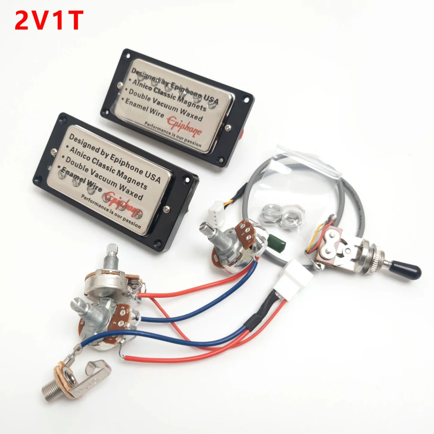 

Electric Guitar Humbucker Pickup Set Bridge Neck with 2V1T Wiring Harness 2 Conductor for LP Style Guitar Parts