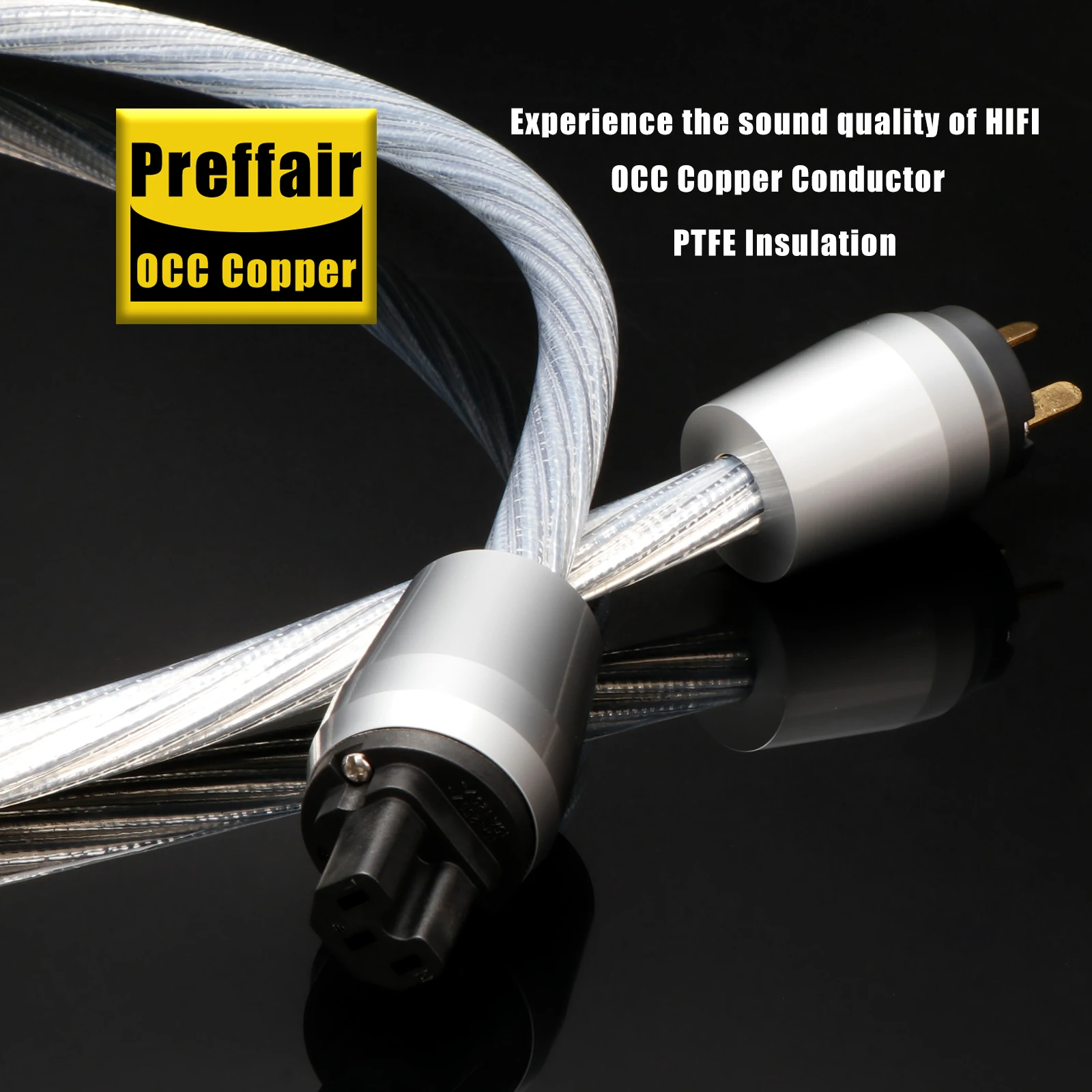 Preffair 8N OCC كابل الطاقة المطلي بالفضة المملكة المتحدة/الاتحاد الأفريقي/الولايات المتحدة/الاتحاد الأوروبي موصل مقبس الجيل 2 التيار المتناوب سلك الطاقة الاتحاد الأوروبي Schuko الطاقة