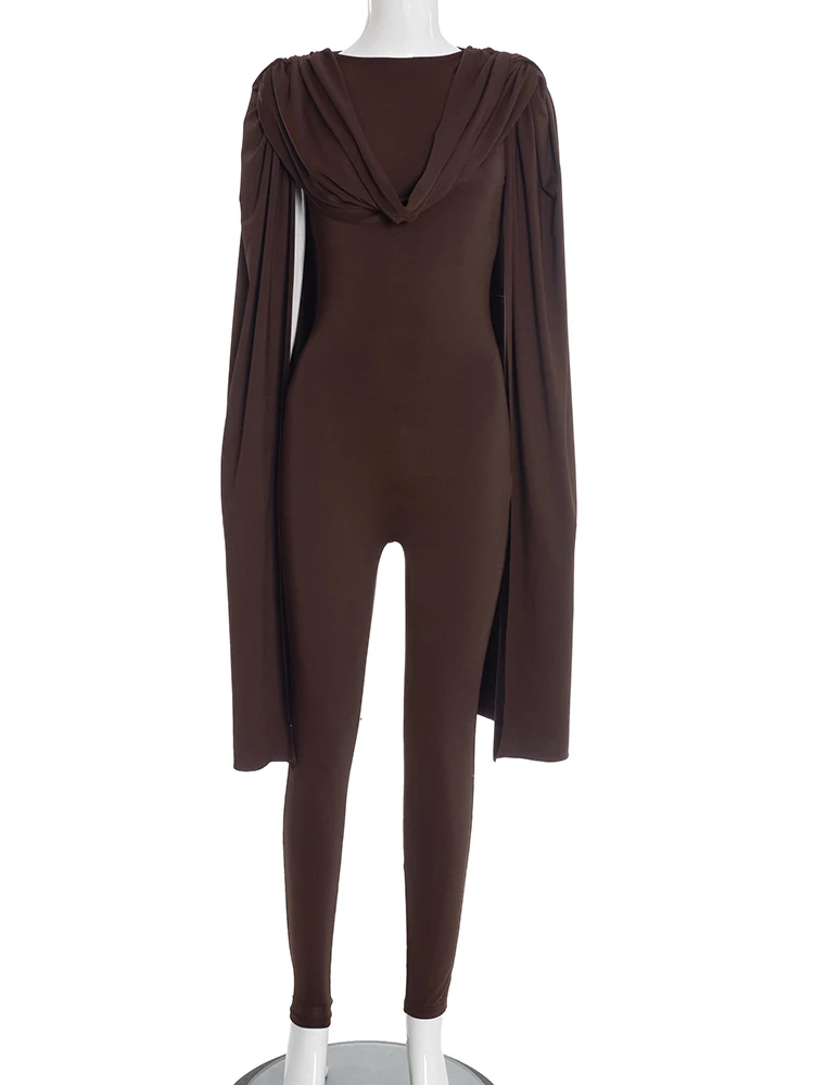 Weird Puss Sexy Ribbon Jumpsuit Women Autumn Trend O-Neck Swing Collar Zip Simple Hipster Elegant Stretch Skinny Street Clubwear