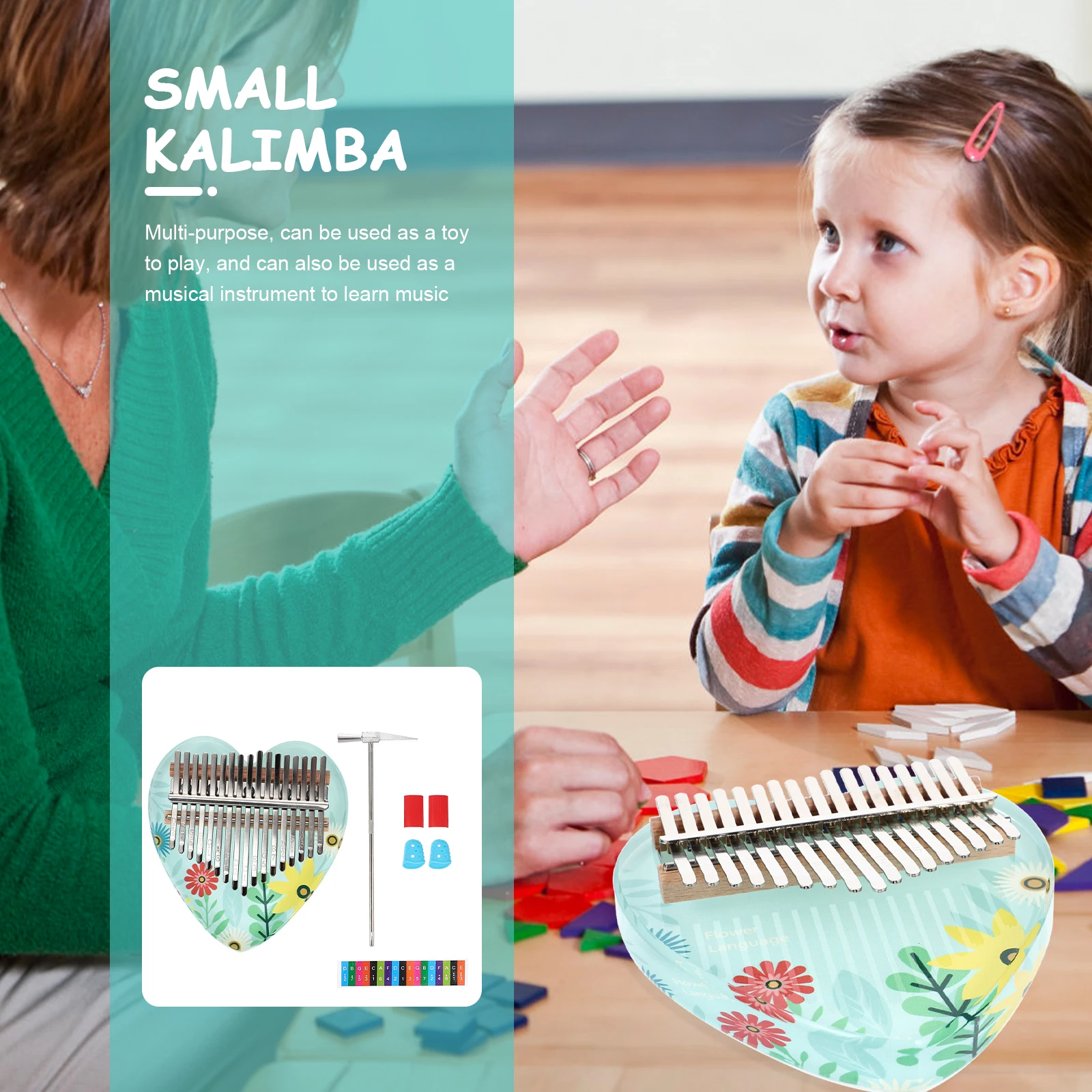 

Kids Kalimba Musical Instrument Toddler Piano Beginners Finger Thumb Portable Miniature Home Easy Operate Bright Resonance Sound