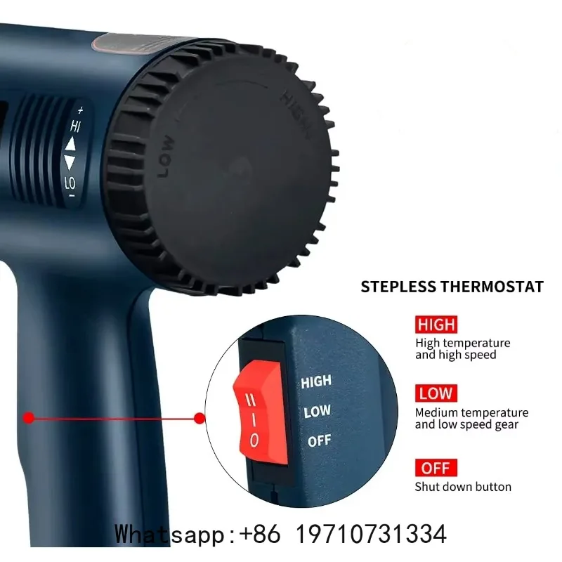 2000W Heat Gun Professional Hot Air Gun  60-600 D 4 Nozzles for DIY Stripping Paint Shrinking PVC and Home