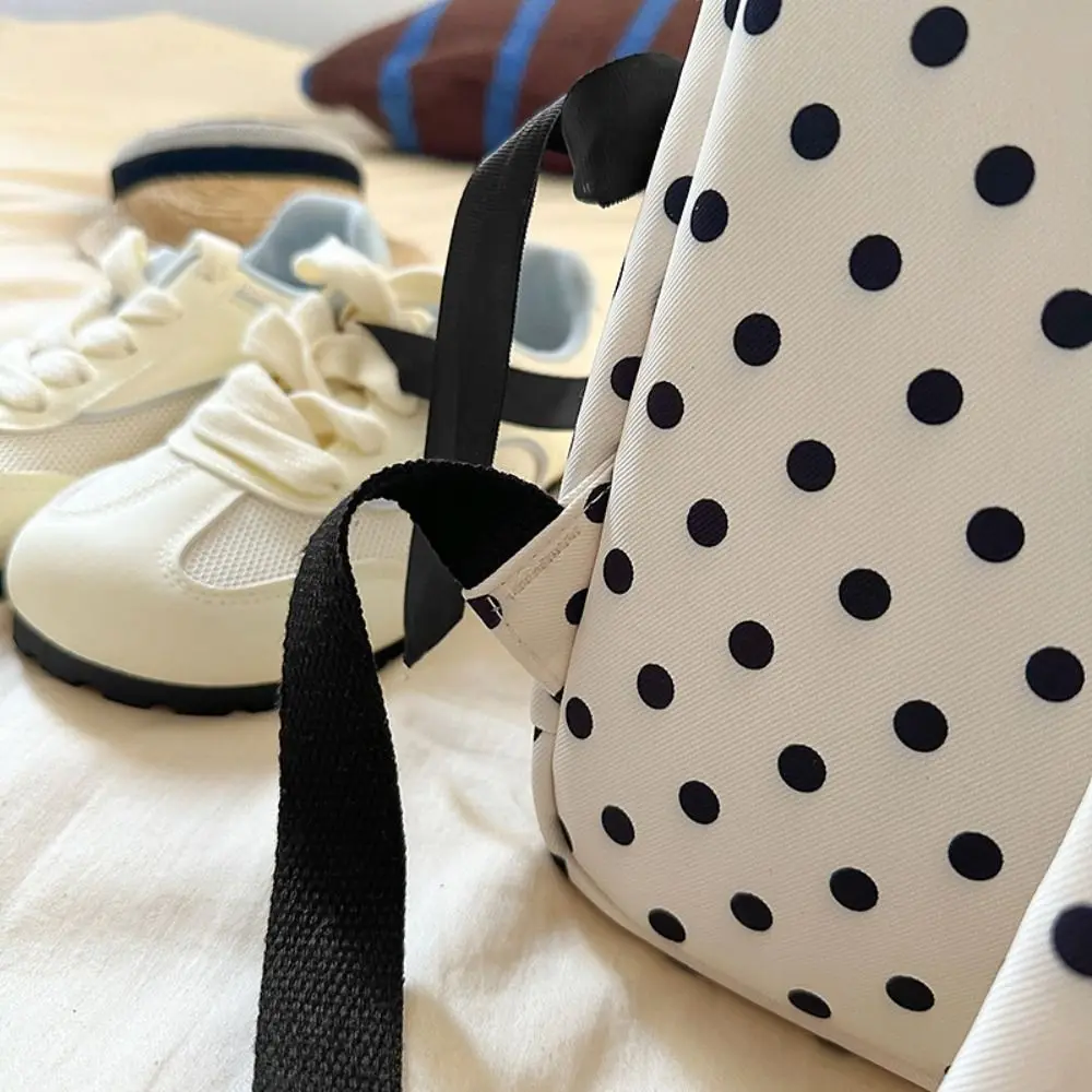 Y2k Sweet Polka Dot Backpack Bowknot Design Multiple Pockets Bow Rucksack Lightweight Durable Student School Bag Gift