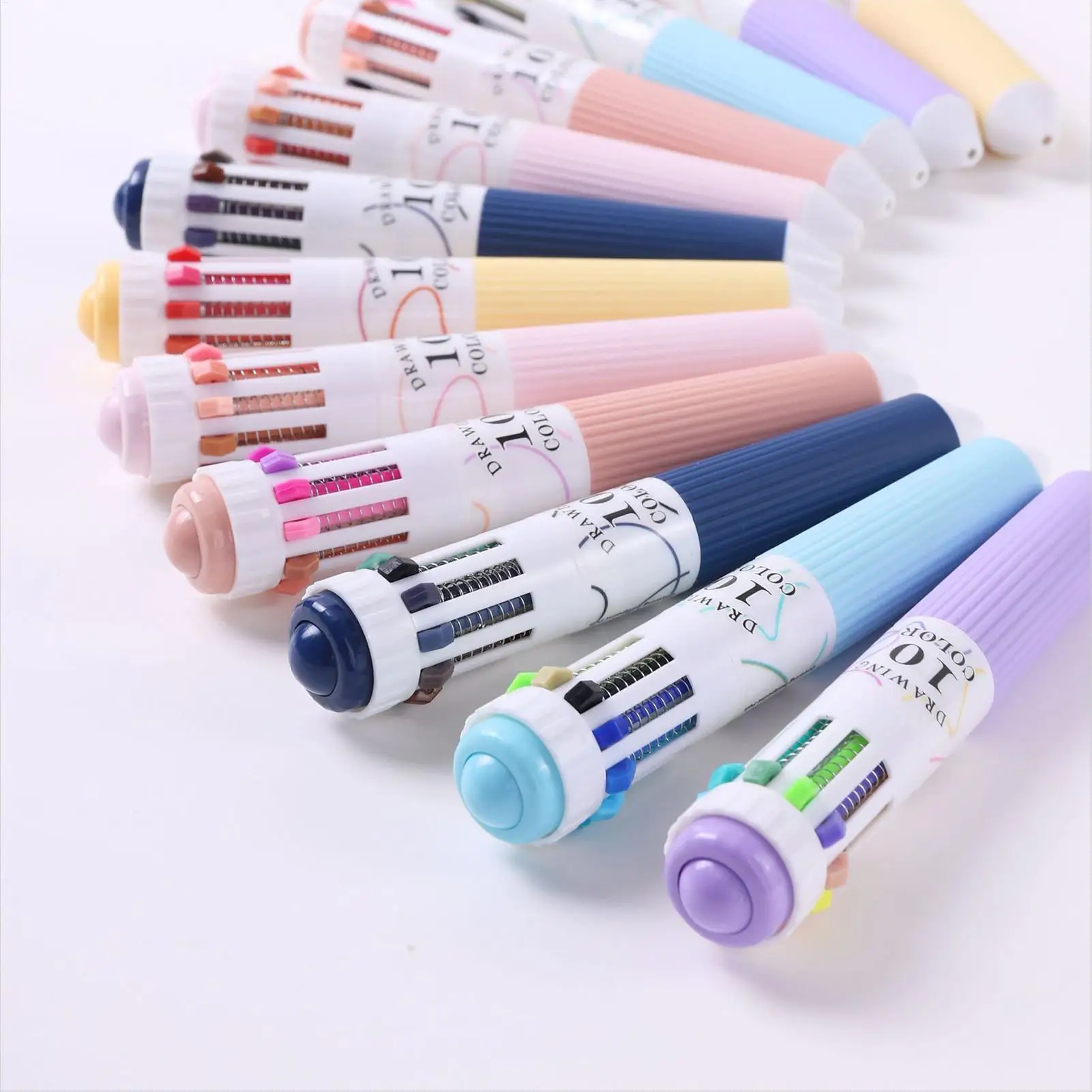 Ball Point Pens 6 Piece 10-in-1 Tool Toy Fine Point Smooth Writing Retractable Ballpoint Pens for Home Dorm Libraries Holiday