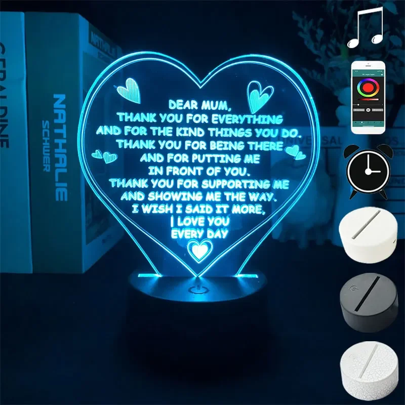 Love Nightlight Alarm Clock Base Nightlight Dropship Projector Decoration Color with Remote Directly Supply Children Anniversary